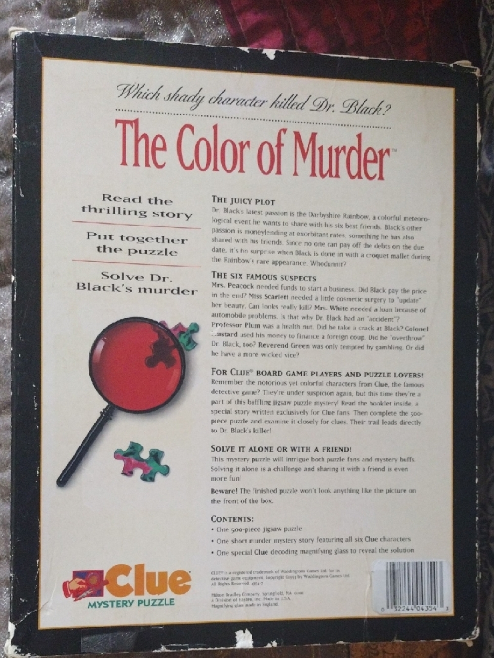 Clue Mystery Puzzle - The Color of Murder (Milton Bradley) - Picture 3 of 16
